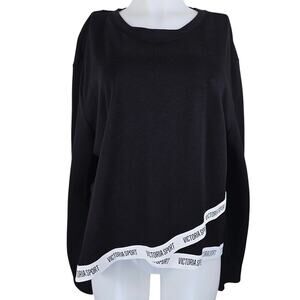Victoria Secret Sport VSX  Black Semi Crop Athletic Long Sleeve Sweatshirt XL